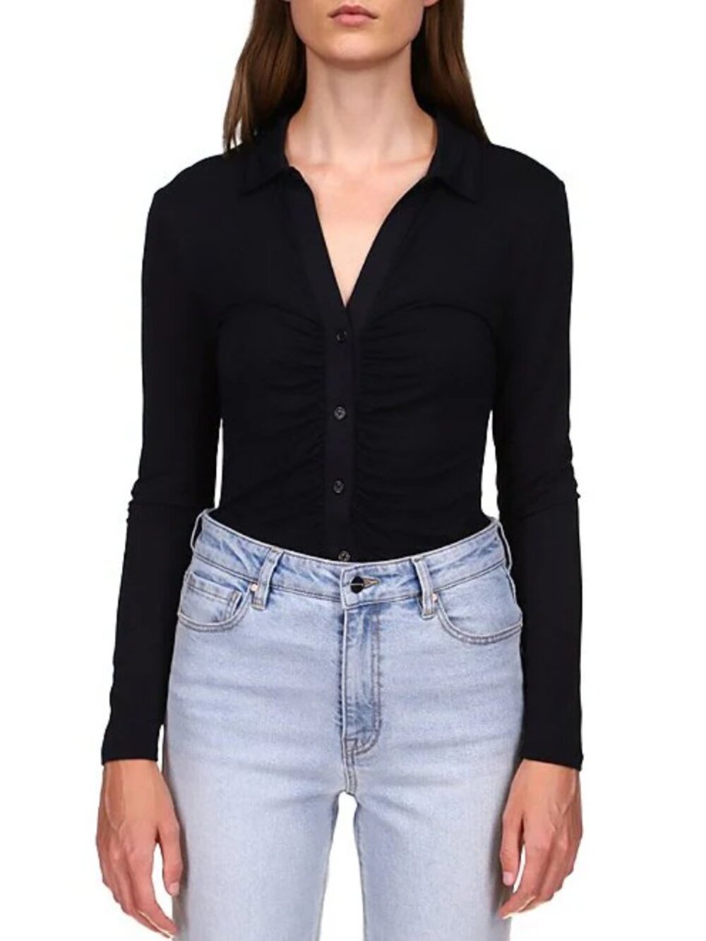 SANCTUARY - Dreamgirl Ruched Knit Shirt I black